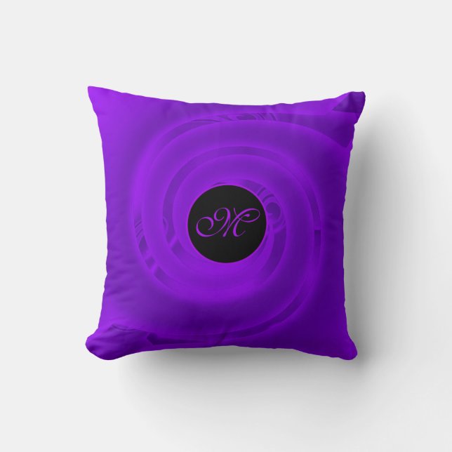 Luxury Modern Neon Purple Abstract Floral Rose Throw Pillow (Front)