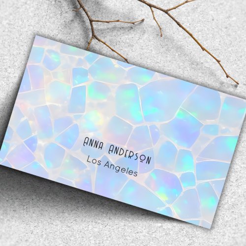 Luxury Modern Opal Stone Mineral Gold Makeup  Business Card