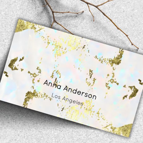 Luxury Modern Opal Stone Mineral Gold Makeup  Business Card