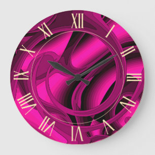 Luxury Modern Pink Abstract Floral Rose Large Clock