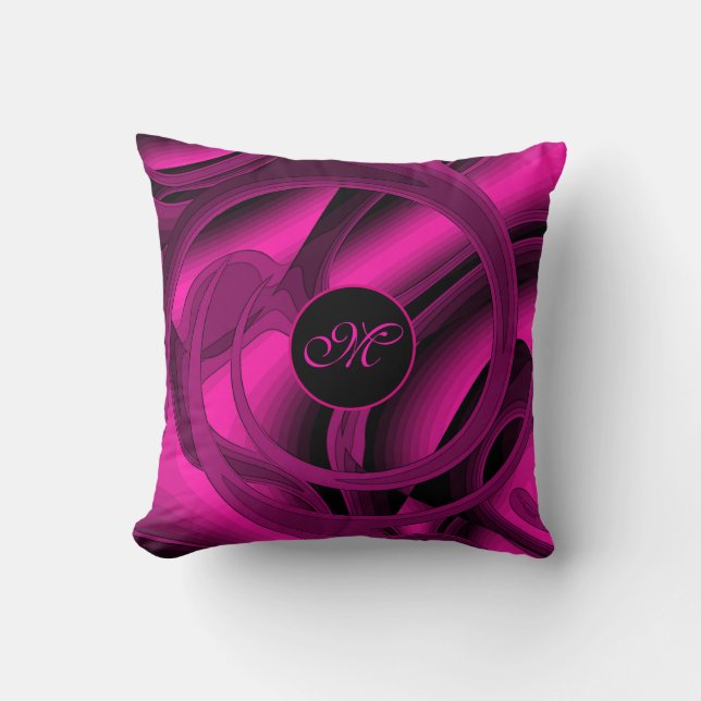 Luxury Modern Pink Abstract Floral Rose Throw Pillow (Front)