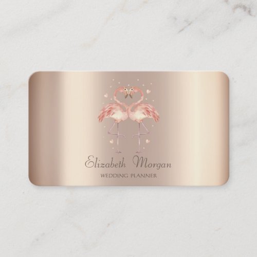 Luxury Modern Pink Flamingos In LoveHearts Business Card