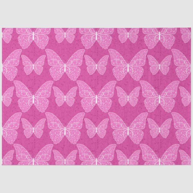 Luxury Modern Pink Natural Floral Butterfly Tissue Paper (Front)