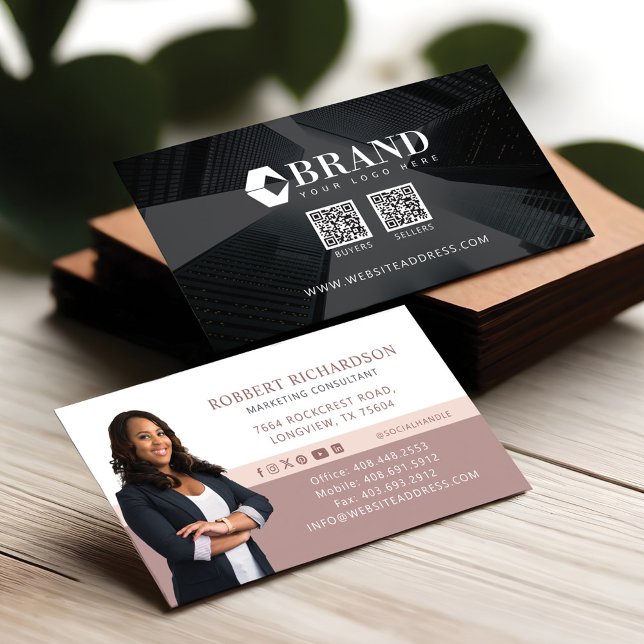 Luxury Modern Professional Photo Logo QR Codes Business Card (Modern Professional Business Photo Logo & QR Codes Business Card)