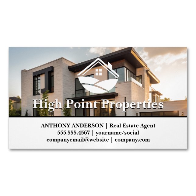 Luxury Modern Property | Real Estate Business Card Magnet (Front)