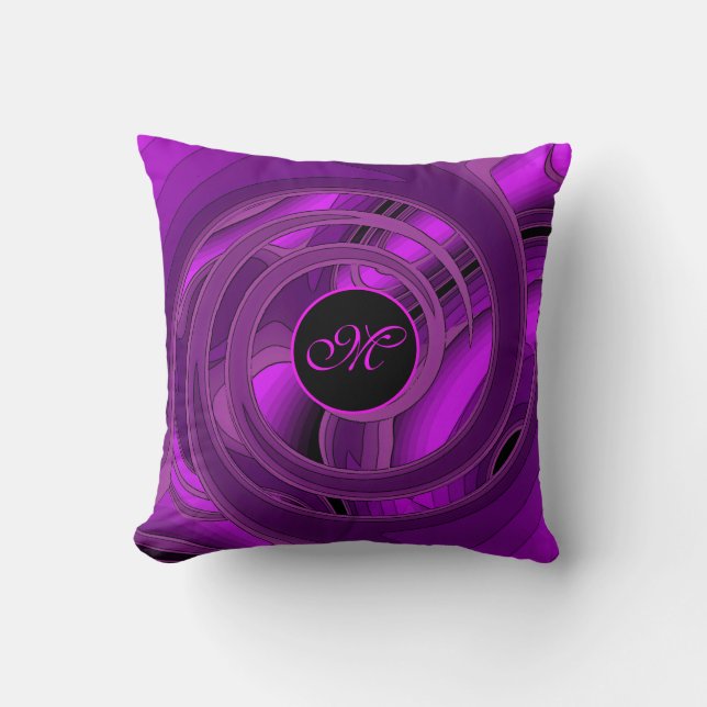 Luxury Modern Purple Abstract Floral Rose Throw Pillow (Front)