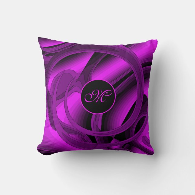 Luxury Modern Purple Abstract Floral Rose Throw Pillow (Front)