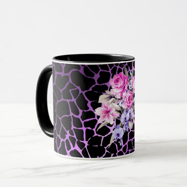 Luxury Modern Purple Black Rose Tigar Mug (Front Left)