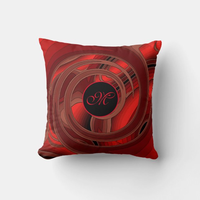 Luxury Modern Red Abstract Floral Rose Throw Pillow (Front)