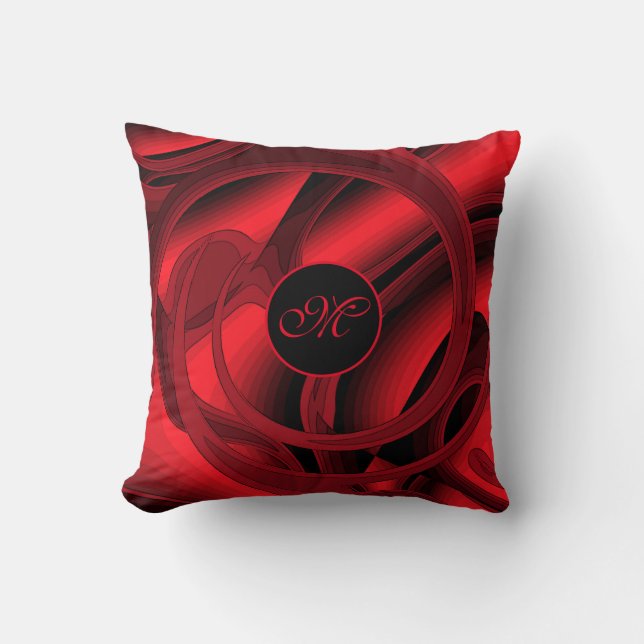 Luxury Modern Red Abstract Floral Rose Throw Pillow (Front)