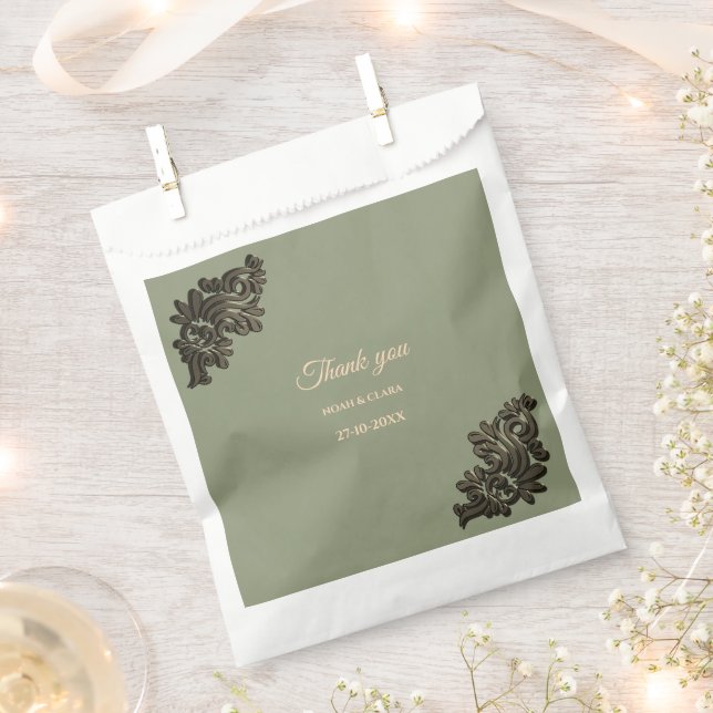 Luxury Modern Sage green & faux gold metallic Favor Bag (Clipped)