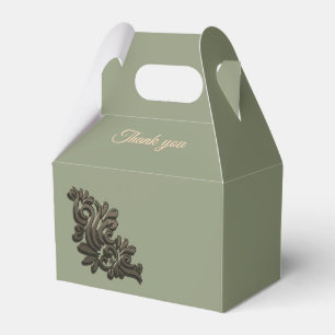 Luxury Modern Sage green & faux gold metallic Favor Boxes