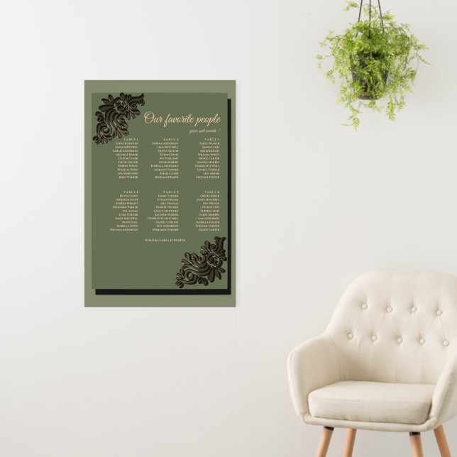 Luxury Modern Sage green & gold faux metallic Foam Board (In Situ (Wall))