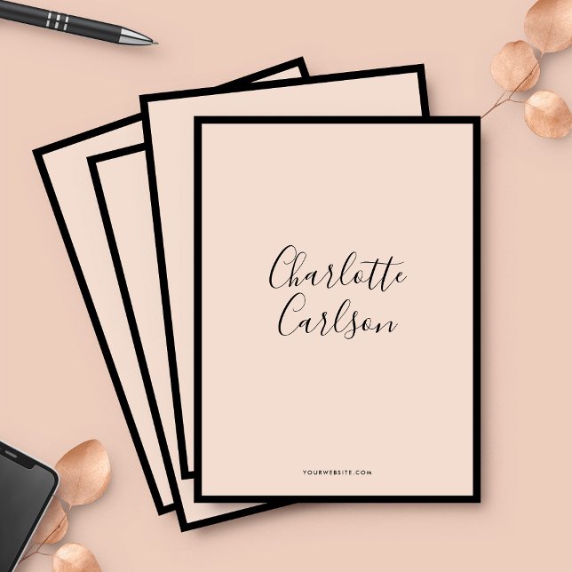 Luxury Modern Script Blush Pink Black QR Code Pocket Folder (Creator Uploaded)