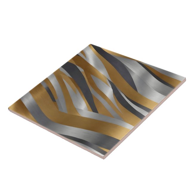 Luxury Modern Silver Gold Linen Texture Collection Ceramic Tile (Side)