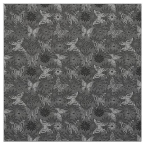 Luxury Modern Silver Natural Floral Butterfly Fabric