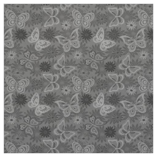 Luxury Modern Silver Natural Floral Butterfly Fabric