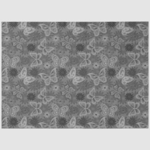 Luxury Modern Silver Natural Floral Butterfly Tissue Paper