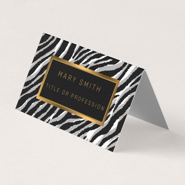 Luxury Modern Silver Tiger Add Your Text Business Card (Front)
