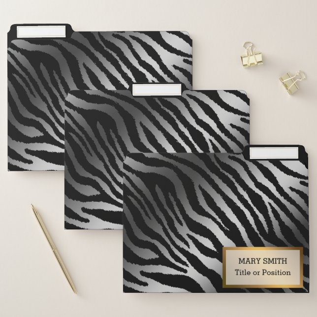 Luxury Modern Silver Tiger Add Your Text File Folder (Set)