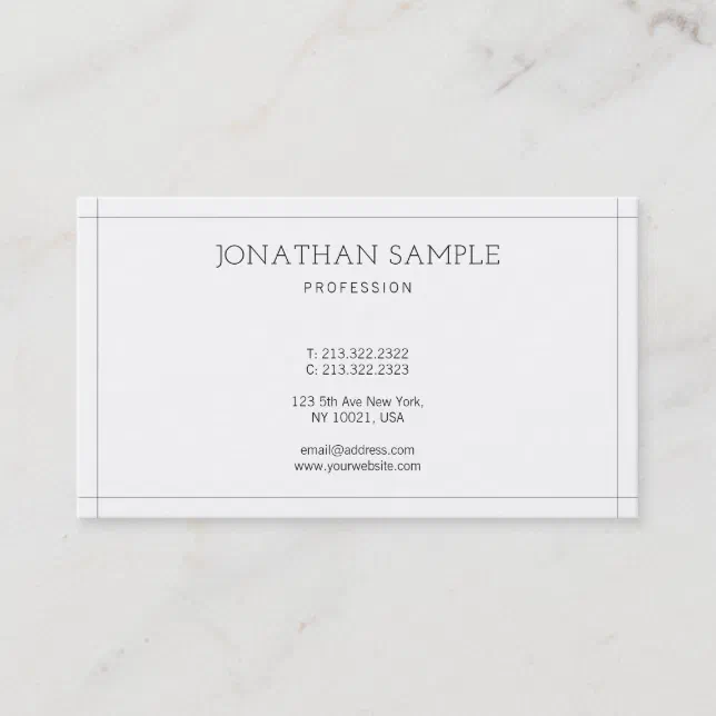 Luxury Modern Sleek Design Elegant Plain Trendy Business Card | Zazzle