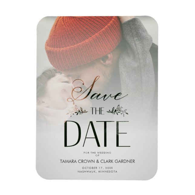 Luxury Modern Transparency Wedding Photo Script  Magnet (Vertical)