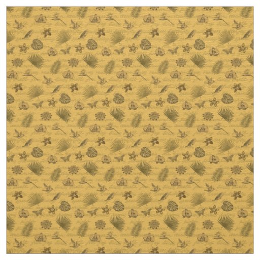 Luxury Modern Tropical Gold Natural Butterfly Fabric