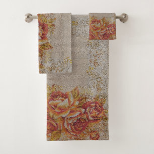 Luxury Modern Vintage Floral Rose Bath Towel Set