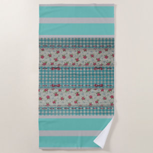 Luxury Modern Vintage Floral Rose Beach Towel