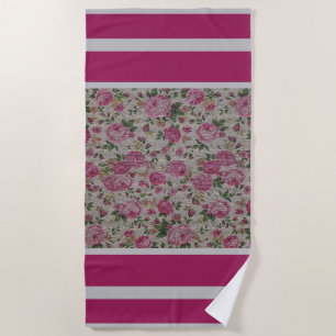Luxury Modern Vintage Floral Rose Beach Towel