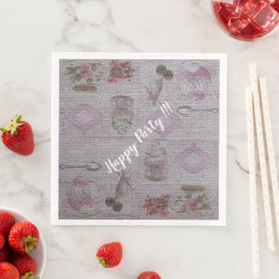Luxury Modern Vintage Floral Rose Paper Dinner Napkins