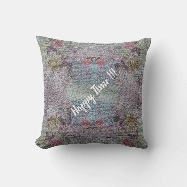 Luxury Modern Vintage Floral Rose Throw Pillow (Front)