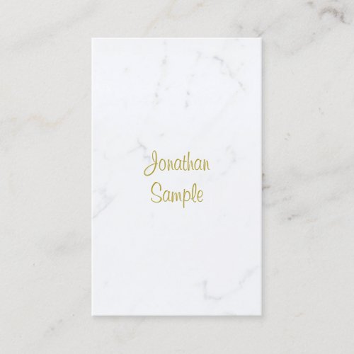 Luxury Modern White Marble Gold Script Template Business Card