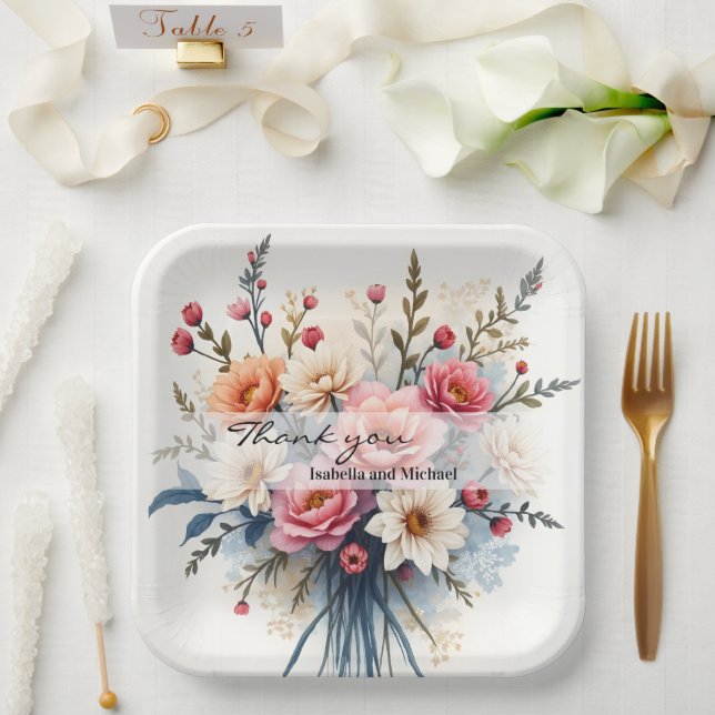 Luxury Modern Wildflowers Beautiful Collection Paper Plates (Wedding)