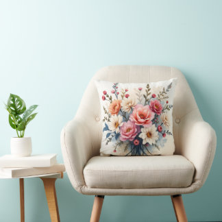 Luxury Modern Wildflowers Beautiful Collection Throw Pillow