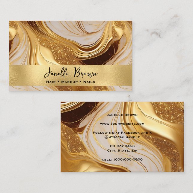 Luxury Molten Gold Foil and Glitter Business Card (Front/Back)