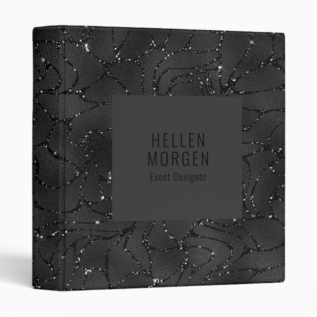 Luxury Monochromatic Sparkling Background 3 Ring Binder (Front/Spine)