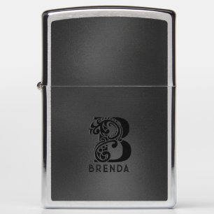 Luxury monogram B on dark gray background Zippo Lighter