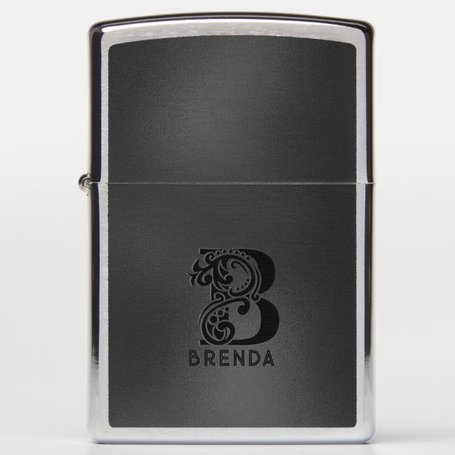 Luxury monogram B on dark gray background Zippo Lighter (Front)