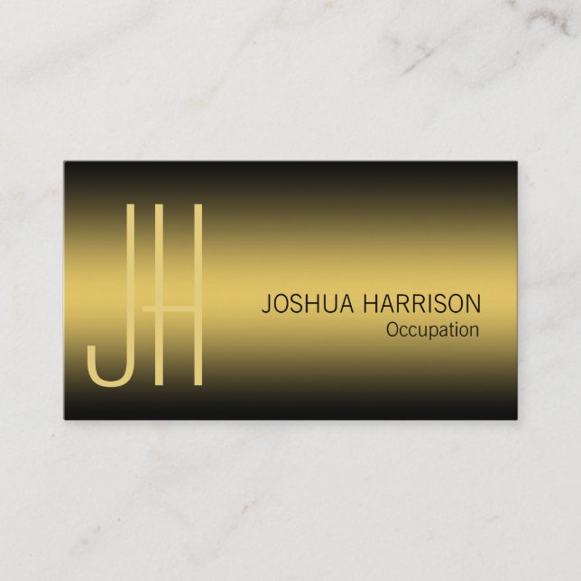 Luxury monogram business card black and gold (Front)