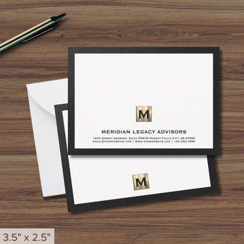 Luxury Monogram Business Note Card