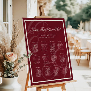 Luxury Monogram Deep Red Wedding Seating Chart