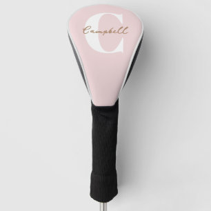 Luxury Monogram Gold On Pink Script Name Golf Head Cover