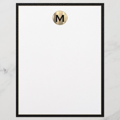 Luxury Monogram Initial Black and White Letterhead