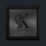 Luxury Monogram K on Dark Gray Gift Box<br><div class="desc">Monochromatic slick design with the luxury letter K - in black over a dark-gray background. All letters are available by request.</div>