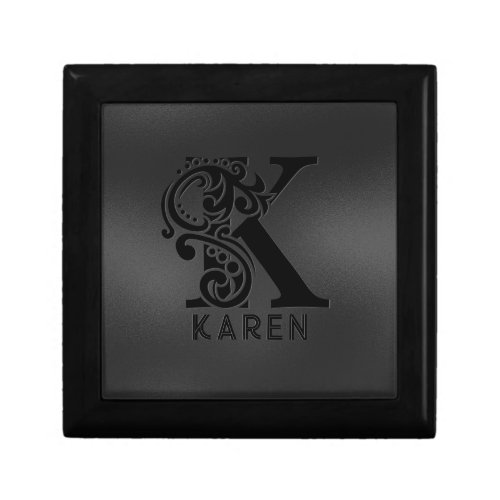 Luxury Monogram K on Dark Gray Gift Box