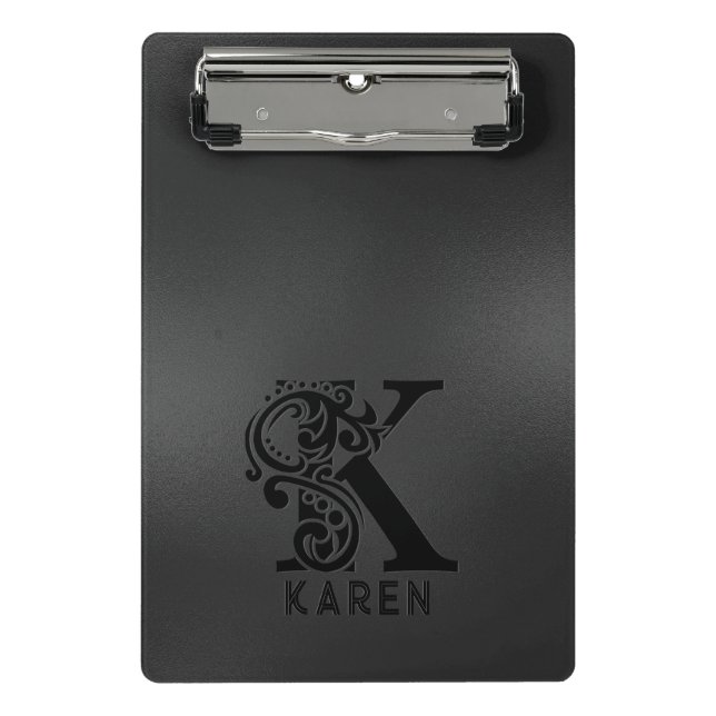 Luxury Monogram K on Dark Gray  Mini Clipboard (Front)