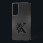 Luxury Monogram  K on Dark Gray Samsung Galaxy S22  Case<br><div class="desc">Monochromatic slick design with the luxury letter K - in black over a dark-gray background. All letters are available by request.</div>
