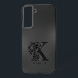 Luxury Monogram  K on Dark Gray Samsung Galaxy S22  Case<br><div class="desc">Monochromatic slick design with the luxury letter K - in black over a dark-gray background. All letters are available by request.</div>