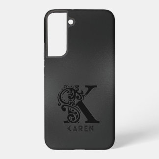 Luxury Monogram  K on Dark Gray Samsung Galaxy S22+ Case